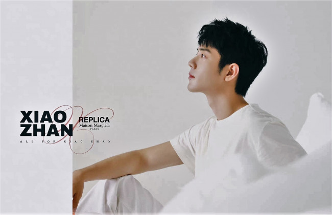 Обои картинки фото мужчины, xiao zhan, актер, футболка, подушки