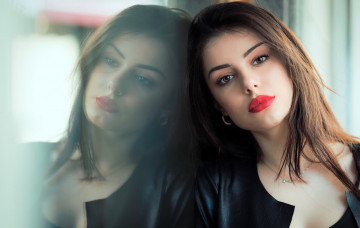 Картинка девушки -+лица +портреты шатенка лицо стекло