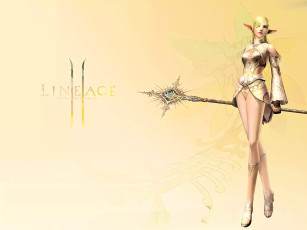 обоя видео игры, lineage ii,  the chaotic chronicle, девушка, эльфийка, посох