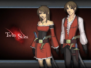 обоя видео игры, twin skies, пара, девушка, парень, оружие