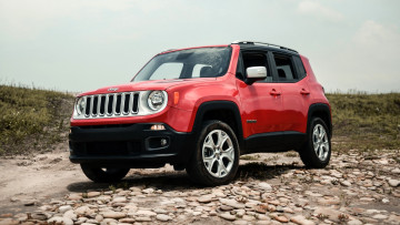 Картинка jeep+renegade автомобили jeep красный галька луг
