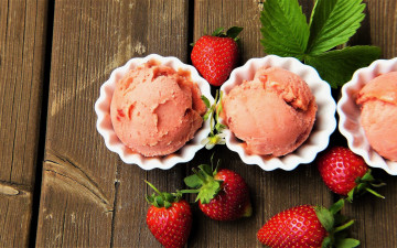 Картинка еда мороженое +десерты ягоды клубничное клубника