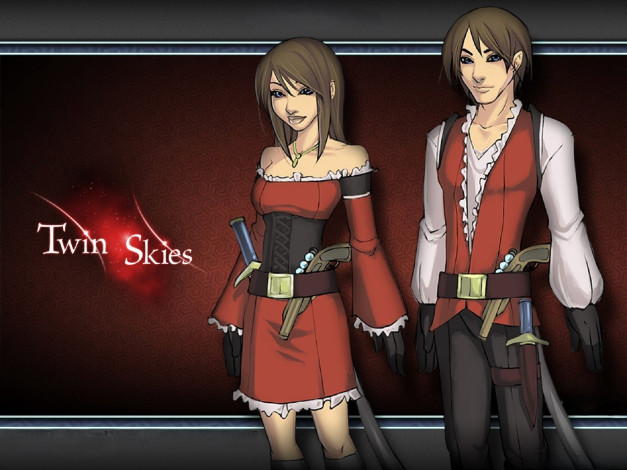 Обои картинки фото видео игры, twin skies, пара, девушка, парень, оружие