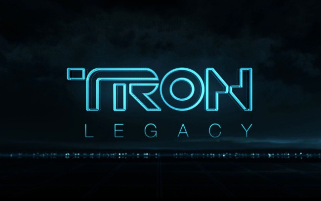 Обои картинки фото кино фильмы, tron legacy, название, надпись, неон, огни