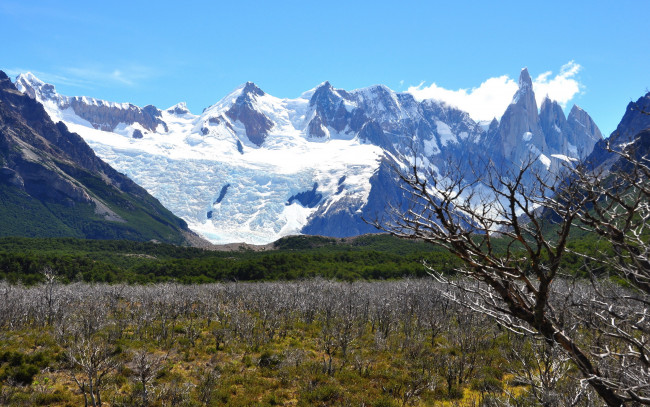 Обои картинки фото природа, горы, небо, деревья