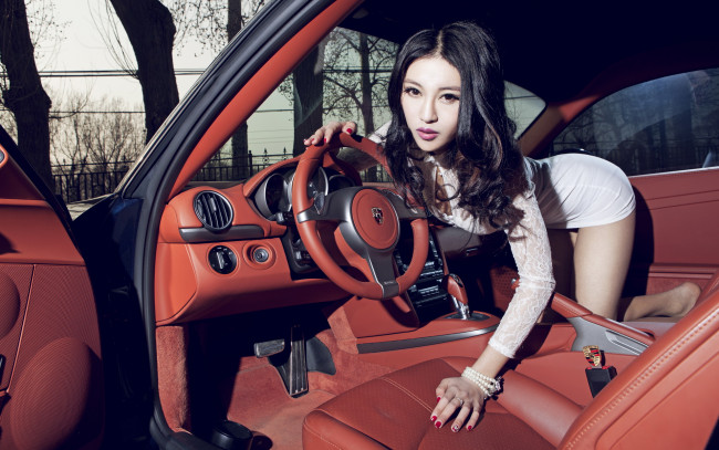 Обои картинки фото автомобили, авто, девушками, азиатка, девушка, porsche, 911