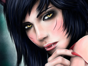 Картинка видео+игры league+of+legends кровь когти зубы лицо девушка ахри ahri league of legends