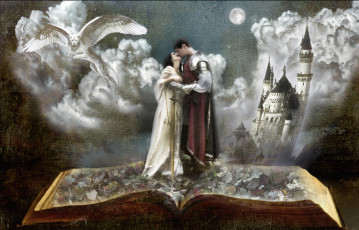 Картинка фэнтези фотоарт поцелуй книга