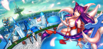 Картинка видео+игры league+of+legends league of legends chanseven арт персонажи город уши девушка ahri