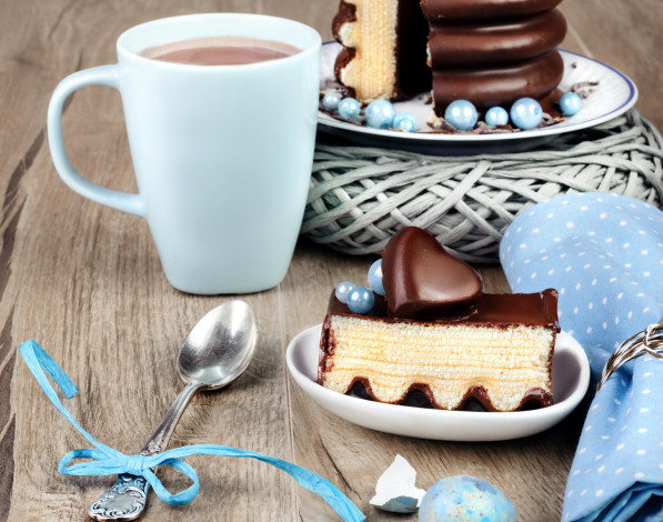 Обои картинки фото еда, торты, салфетка, ложка