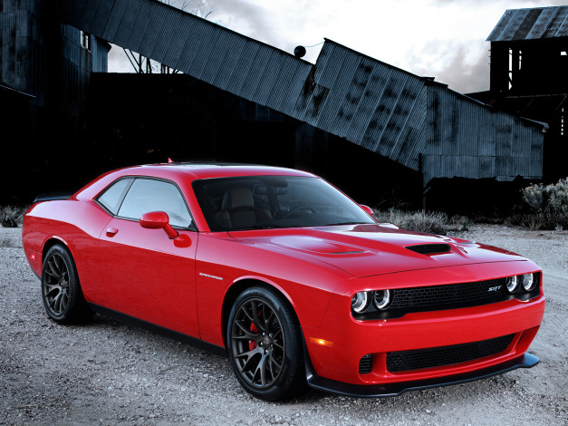 Обои картинки фото автомобили, dodge, lc, supercharged, 2015г, красный, srt, challenger
