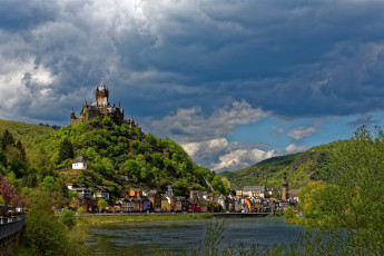 Картинка города кохем+ германия cochem дома замок река