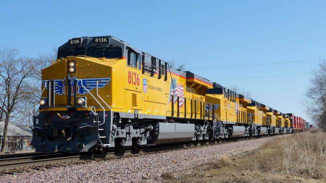 Обои картинки фото техника, поезда, локомотив, рельсы, дорога, железная, состав