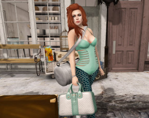 Картинка 3д+графика люди+ people рыжая фон взгляд девушка