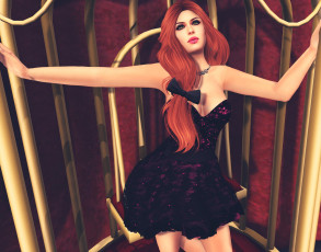 Картинка 3д+графика люди+ people девушка взгляд фон рыжая интерьер