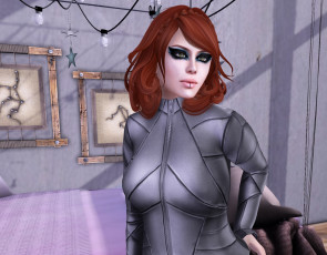 Картинка 3д+графика люди+ people взгляд фон рыжая интерьер девушка