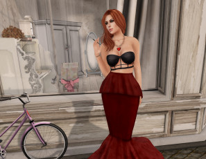 Картинка 3д+графика люди+ people интерьер девушка рыжая фон взгляд