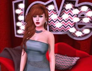 Картинка 3д+графика люди+ people интерьер рыжая фон взгляд девушка