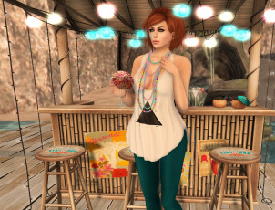 Картинка 3д+графика люди+ people девушка взгляд фон рыжая