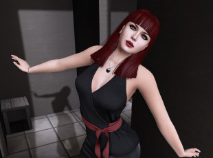 Картинка 3д+графика люди+ people рыжая фон взгляд девушка