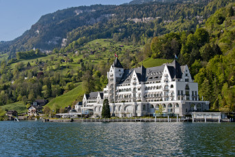Картинка lake+house +switzerland города -+пейзажи горы озеро лес