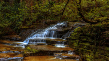 Картинка природа водопады лес река водопад