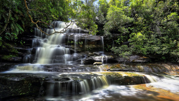 Картинка природа водопады река лес водопад