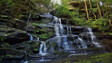 Картинка природа водопады водопад река лес
