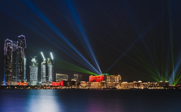 Картинка города абу-даби+ оаэ огни ночь мегаполис