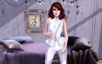 Картинка 3д+графика люди+ people рыжая фон девушка взгляд