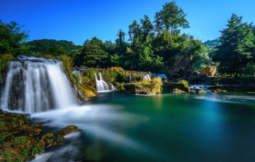 Картинка природа водопады водопад река лес