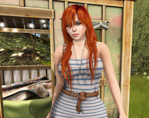 Обои картинки фото 3д графика, люди , people, девушка, взгляд, фон, рыжая