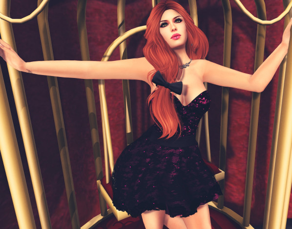 Обои картинки фото 3д графика, люди , people, девушка, взгляд, фон, рыжая, интерьер