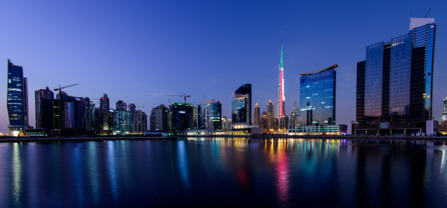 Обои картинки фото города, дубай , оаэ, мегаполис, ночь