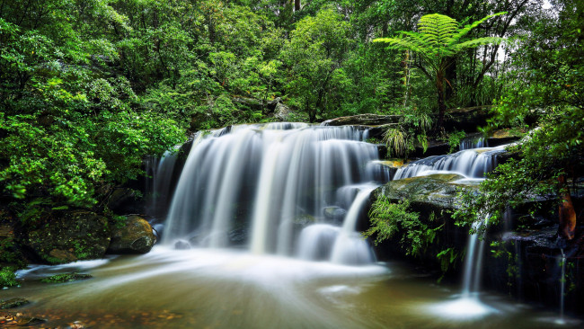 Обои картинки фото природа, водопады, водопад, река, лес