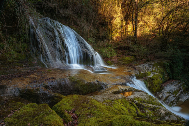 Обои картинки фото природа, водопады, водопад, река, лес