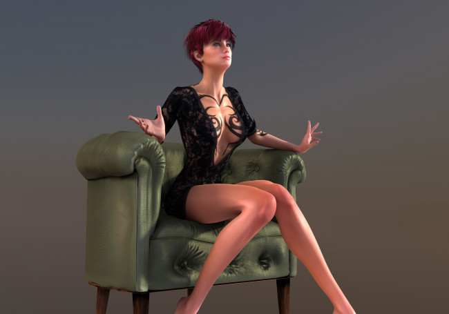 Обои картинки фото 3д графика, люди , people, фон, взгляд, девушка