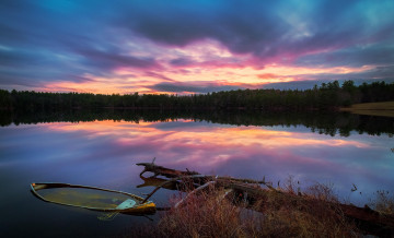 Картинка корабли лодки +шлюпки лодка озеро гилфорд закат салтмарш-пруд