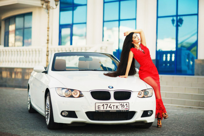Обои картинки фото bmw girl 43, автомобили, -авто с девушками, girl, белый, bmw