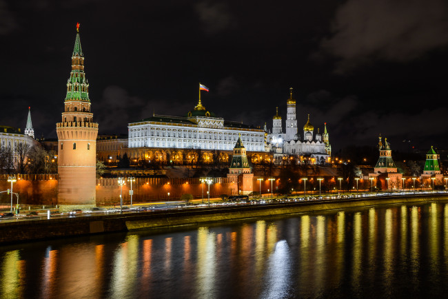 Обои картинки фото города, москва , россия, ночь, огни