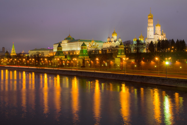 Обои картинки фото города, москва , россия, огни, ночь