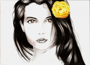 Картинка рисованное люди девушка фон взгляд роза