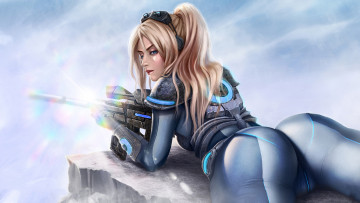 Картинка фэнтези девушки девушка фон взгляд униформа винтовка