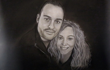 Картинка рисованное люди девушка мужчина фон взгляд улыбка