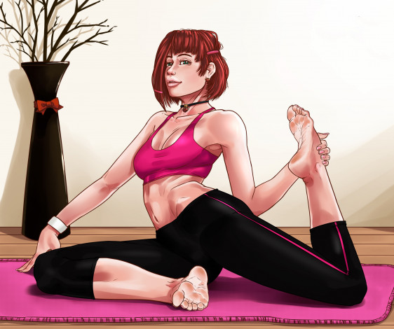 Обои картинки фото рисованное, люди, фон, взгляд, девушка, спорт