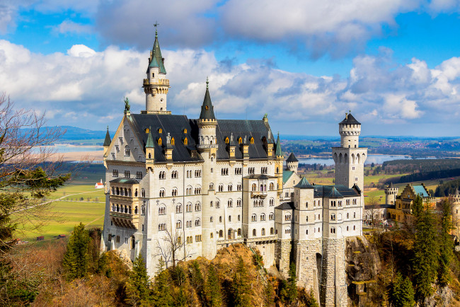 Обои картинки фото neuschwanstein castle, города, замок нойшванштайн , германия, простор
