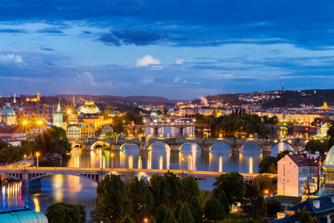 Обои картинки фото prague bridges, города, прага , Чехия, мосты, река, простор