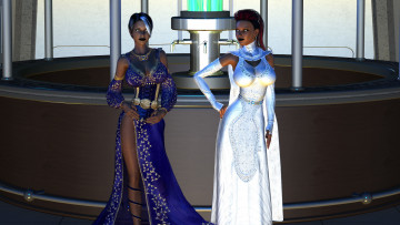 Картинка 3д+графика люди+ people девушки фон платье