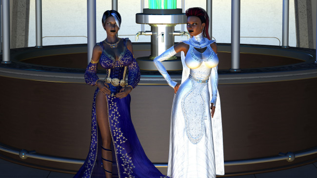 Обои картинки фото 3д графика, люди , people, девушки, фон, платье