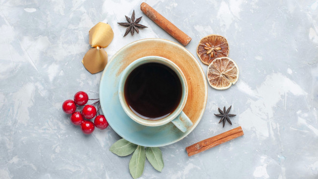 Обои картинки фото еда, кофе,  кофейные зёрна, корица, анис